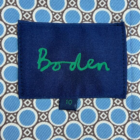 Boden Womens Size 10 Overcoat Mid Length Rain Jacket Coated Cotton Circles - Picture 13 of 16